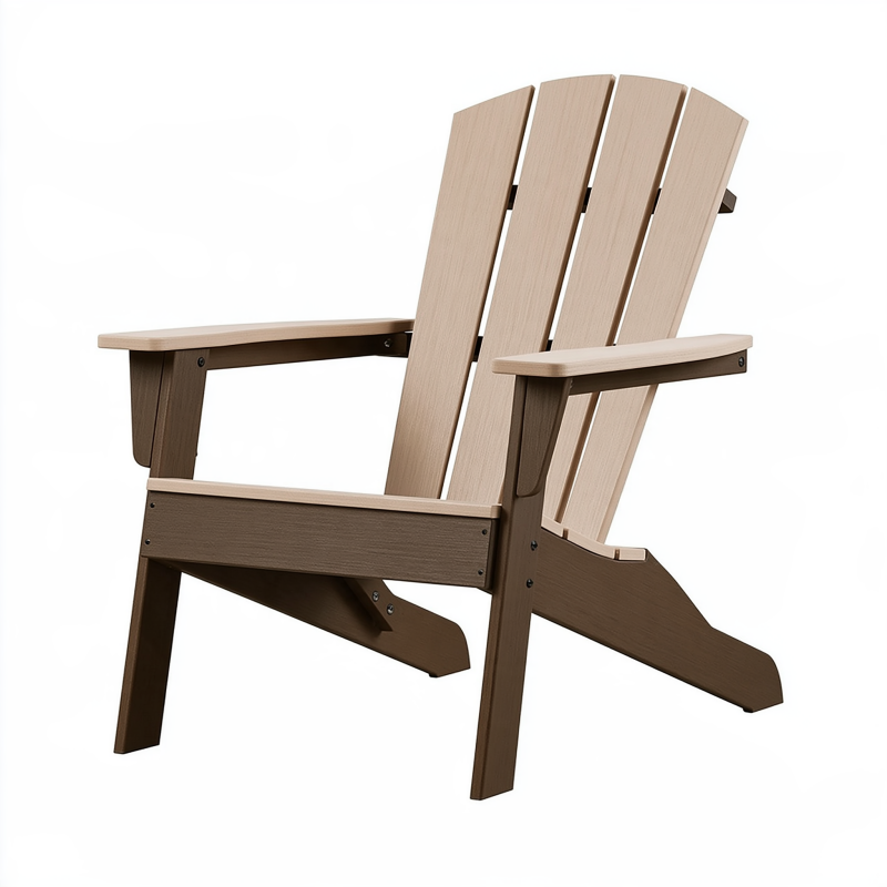 Fauteuil Adirondack 83 x 75 x 97 cm en matériau synthétique beige et marron pour extérieur