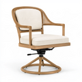 Fauteuil pivotant 76 x 74 x 86 cm en bois naturel et cannage beige avec assise rembourrée