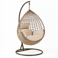 Fauteuil suspendu 105 x 105 x 195 cm en rotin beige avec support en acier style bohème