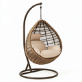 Fauteuil suspendu 105 x 105 x 195 cm en rotin marron avec support en métal style bohème