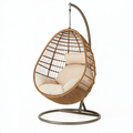Fauteuil suspendu 105 x 105 x 195 cm en fibre tressée marron avec support en métal style bohème