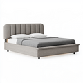 Lit 160 x 200 cm en tissu gris - Cadre rembourré style contemporain