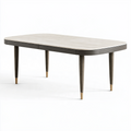 Table de salle à manger 180 x 90 cm aspect bois beige pieds gris foncé style contemporain
