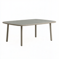 Table de jardin rectangulaire 160 x 90 cm en aluminium taupe à lattes style contemporain