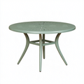 Table de jardin ronde 90 cm en métal vert avec plateau ajouré