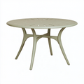 Table de jardin ronde diamètre 100 cm en plastique taupe avec plateau ajouré